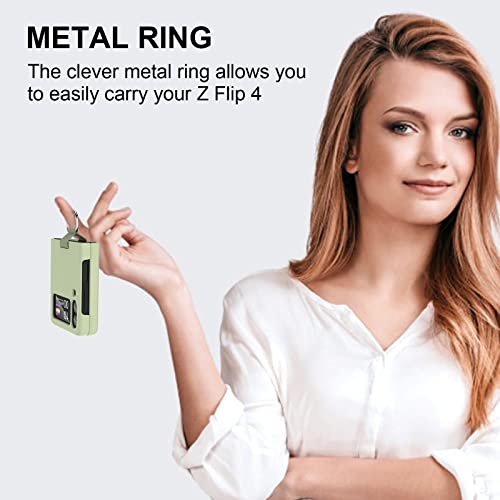 Samsung Galaxy Z Flip 4 Case Shockproof Heavy Duty Silicone Protective Cover With Ring Phone Case For Galaxy Z Flip 4 5G-Green #TOP3