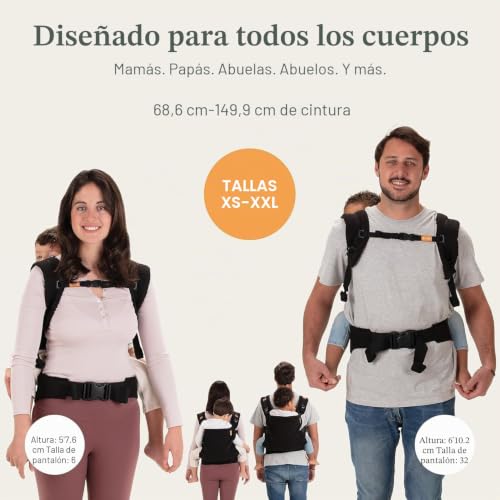 Miniatura 10 de Beco Mochila Porteo Para Niños Con Asiento Extra Ancho 100 Algodón - Mochila Para Cargar Niños Liviana Y Respirable Para Usar En Espalda O Hacia El Frente, Soporta Niños De 9 A 27 Kilos Grey