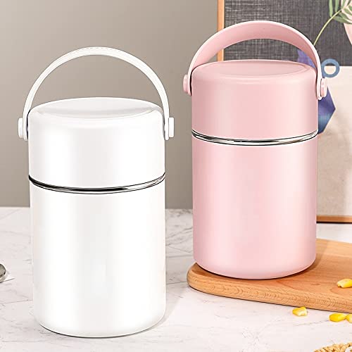 Warmte Behoud Pot Stoofpot Roestvrij Staal Cup Draagbare Isolatie Emmer Grote Capaciteit Student Lunch Isolatie Cup Wit - Image 3