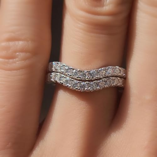 DovEggs 0.46CTW GHI 2mm Moissanite Lab Created Diamond Half Eternity Curved Wedding Band 14k Gold QUALITY Sterling Silver Wedding Engagement Rings for Women2