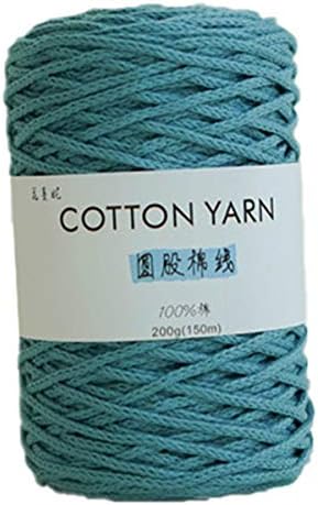 1PCS 200g 7.1oz Soild Color Hollow Knitted Crochet Yarns Nylon Cord Polyester Thread Round Rope Yarns for DIY Handbag Purse Basket Crochet Bag Fabric Yarn (250g, Lake Blue)