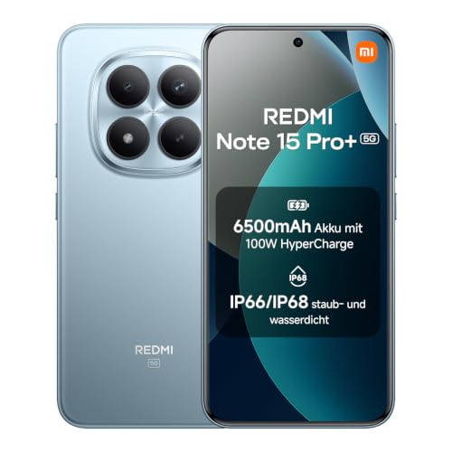 XIAOMI REDMI Note 15 Pro+5G Smartphone 12+512GB 6500mAh 200MP Gletscherblau – Ansicht 1