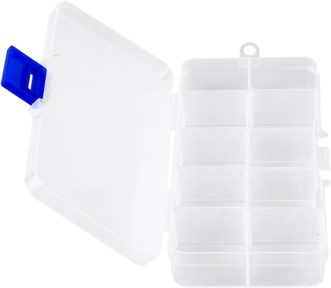 CALLARON 10grids Jewelry Storage Box Earring Organizer Dividers Plastic Beads Case for Home and Office Blue Buckle