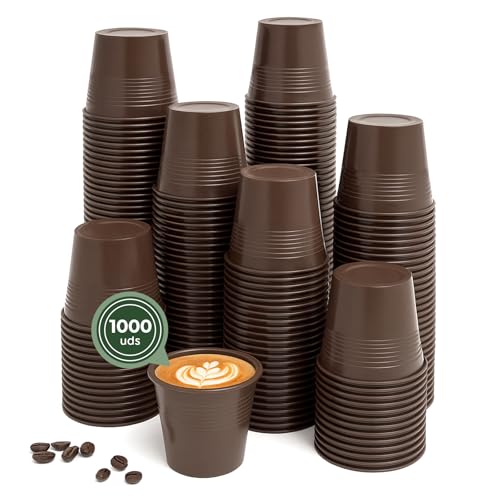Maxi Products - 1000 Bicchieri Caffè Marrone da 80 cc (3 oz) - Adatto per bevande calde - Bicchiere caffè espresso - Riciclabile - Uso professionale - Ideale per uffici - Extra resistente