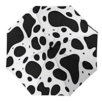 Black And White Cow Pattern Travel Umbrella Windproof Folding Umbrella for Rain Auto Open Close Manual