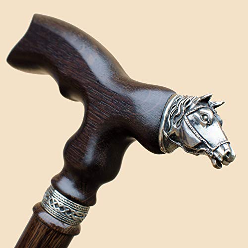 Custom Men's Cane Mustang Fancy Wooden Walking Stick for Men Fashionable Hand Carved