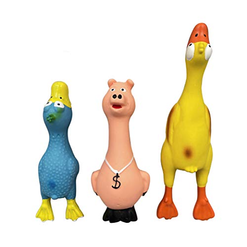 PetLike Squeaky Dog Toys Safe Latex Dog Chew Toy for Small Medium Dogs Screaming Rubber Pig Dog Toys Set 3 Pack (Pig, 3 Pack)