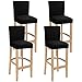LANSHENG Housses de Chaise de Bar, Housse de Chaise Lavable Extensible et Amovible pour Chaise de Salle à Manger pivotante Courte Chaise arrière Tabouret de Bar Chaise (Noir, 4 Pcs)