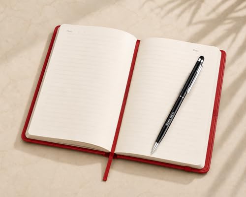 Image of Personalized A5 Leather Diary with Premium Pen | Custom Name Engraved Notebook Gift Set | 180 Pages Journal for Office, Students & Gifting | Elegant Business & Corporate Gift (Red)