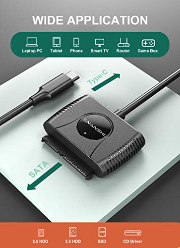 Sata To Usb C Adapter Cable, Snanshi Usb Type C To Sata Adapter Converter With Uasp Sata To Usb Converter For 2.5" Hard Drives Disk Hdd And Solid State Drives Ssd #TOP4