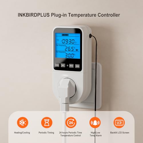 INKBIRDPLUS Temperaturregler mit Timer und Sonde für Gewächshaus Mit DE