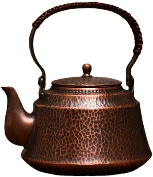 kkekos Tetera de cobre hecha a mano de 33.8 fl oz tetera china para estufa sin recubrimiento (marrón)