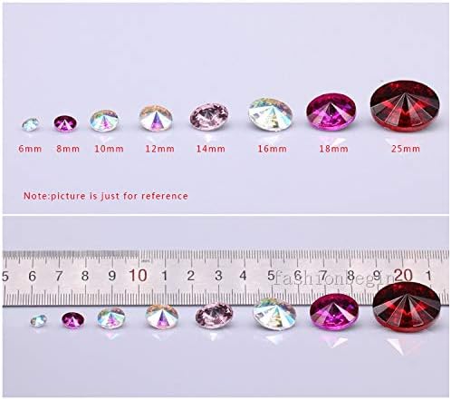 Calvas 50p 8mm Color Round Rivoli Point Foiled Back Glass Strass chatons Crystal Rhinestones Nail Art Decoration Jewelry Craft DIY Gems - (Color: Peach)