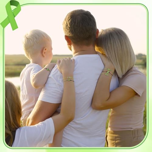 Image of Yaomiao 36 Pcs Mental Health Awareness String Bracelets Bulk Green Awareness Adjustable Wristbands for Mental Health Month Items Gift