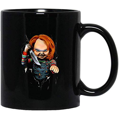 Chucky Inside me Tazas de café con texto en inglés 'Dentro de mí' Tazas de terror divertida película de terror Halloween cine
