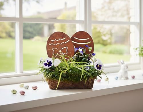 LB H&F Gartenstecker Ostereier Ostern Rost Design Gartendeko Edle Edelrost Ostereier im Set – Zeitlose Osterdekoration für Haus & Garten (Ostereier 2er Set)