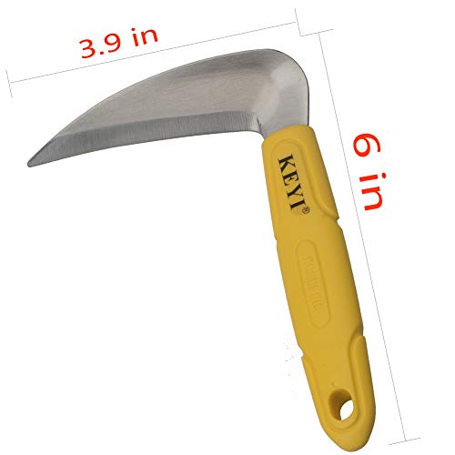 KEYI 6-Inch Japanese Style Mini Sickle, Professional Gardening Grass Brush Tools, Vegetables Harvesting Sickle, Tight Space Weeding Sickle-Multipurpose