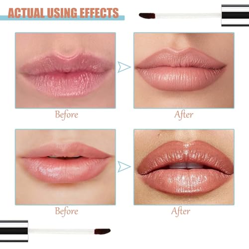 Detachable Lip Liner 3 Pcs Lip Stain Peel Off Peel Off Lip Liner Detachable Lip Liner Peel Off with Hyaluronic Acid&Vitamin E Outline the Lip Shape Highlight Lip Color Light Brown - Image 5