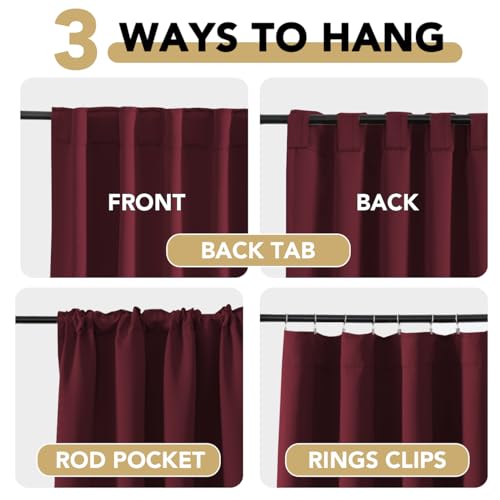 Image of H.VERSAILTEX Christmas Blackout Curtains Thermal Insulated Window Treatment Panels Blackout Drapes for Living Room Back Tab /Rod Pocket Bedroom Draperies, 52 x 54 Inch, Burgundy Red, 2 Panels