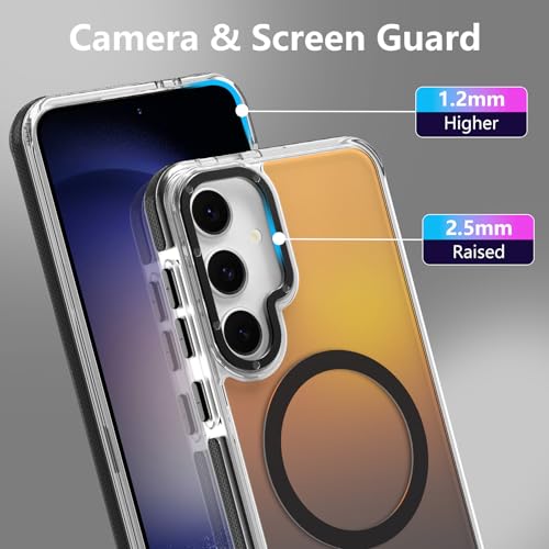 Image of Magnetic Case for Samsung Galaxy S23 Plus [Compatible with Magsafe] [Cute Fashion Fluorescent Design] [1 Screen Protector] Slim Translucent Matte Case for Galaxy S23 Plus 6.7 inch, Black