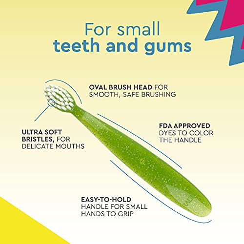 Radius Totz Toothbrush Extra Soft Brush Bpa Free & Ada Accepted Designed For Delicate Teeth & Gums For Children 18 Months & Up - Purple Pink Coral - Pack Of 3 #TOP3