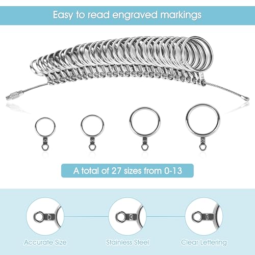 nulink ring sizer measuring tool us stainless steel ring size 0-13 with half size 3 pcs finger ring sizer measure gauge