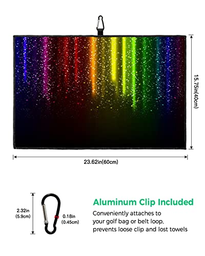 Colorful Rainbow Stripe Golf Towel, Funny Golf Towel For Golf Bags Disc With Clip, Starry Black Sky Personalized Microfiber Waffle Golf Club Towel Accessories Gift For Men/Women/Dad/Mom/Grandpa #TOP2