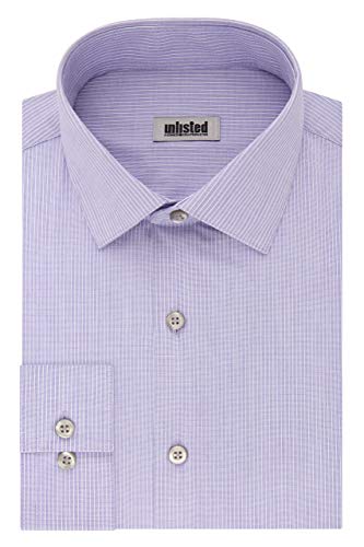 Unlisted by Kenneth Cole Men's Dress Shirt Regular Fit Checks and Stripes (Patterned), deep Purple, 17
