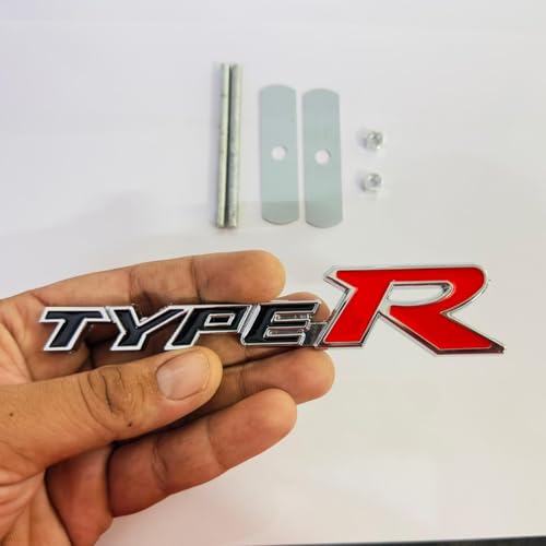 Image of Emblems for Car & Bike Metal Lo.go and Grill Me.tal Lo.go, Auto Accessories for Car Emblem 3D Badge Auto Racing Sport Sticker Grand Tourer Decal. (Black RED Type R Metal Grill Logo)