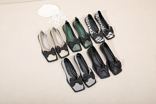 Ballet Flats Shoes for Women Comfortable Square Toe Walking Shoes Elegant Bowknot Slip On Wedding Dress Shoes3