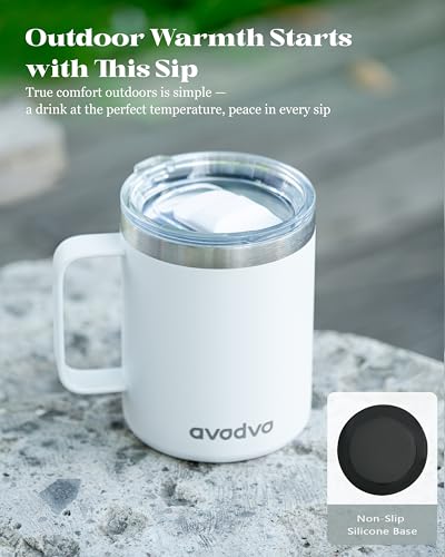 avodvo 2 Pack 12oz Insulated Coffee Mug with Lids, Stainless Steel Cup - image 9