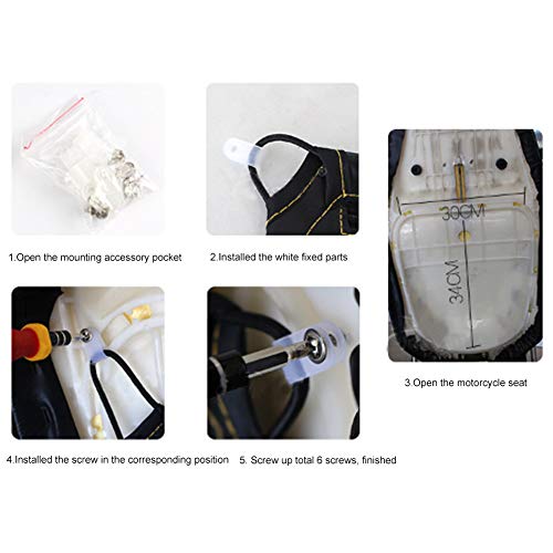 Bolsa bajo asiento para motocicleta y scooter Agatige, de cuero sintético PU, con cierre de cremallera y 3 compartimentos miniatura 6
