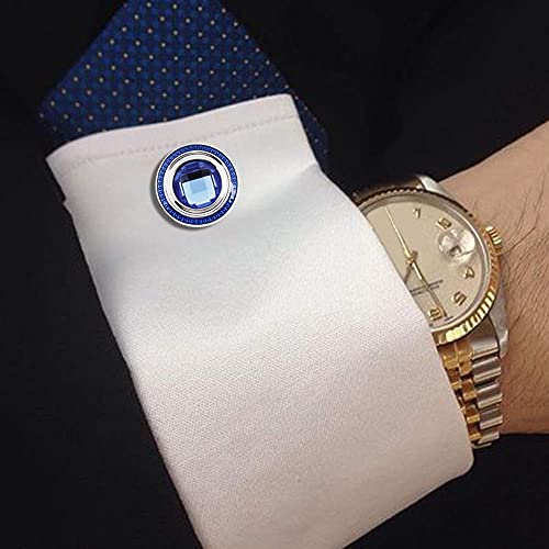 HAWSON Crystal Cufflinks and Studs Sets for Men's Tuxedo Shirts,Including One Pair Cufflinks for Men with 5 pcs Studs and Black Gift Boxes Suitable for Christmas,Father's Day,Business4