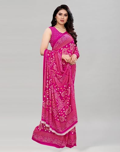 Image of SIRIL Women's Georgette Printed Saree With Unstitched Blouse Piece Combo Pack Of 2