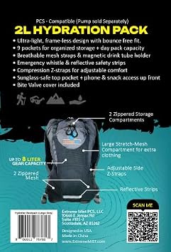 ExtremeMIST 8 Liter Complete Hydration Backpack, Many Features! Large Gray