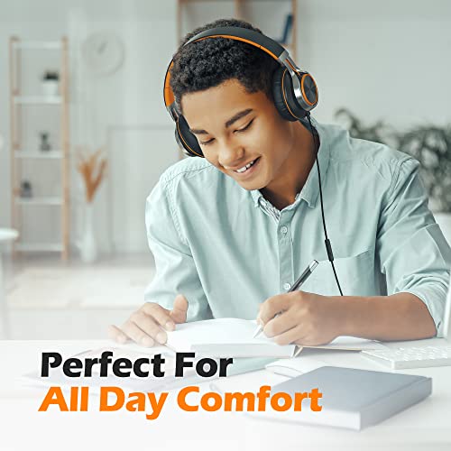 Ailihen C8 Wired Folding Headphones With Microphone And Volume Control For Cellphones Tablets Android Smartphones Chromebook Laptop Computer Mp3/4 (Black/Orange) #TOP4