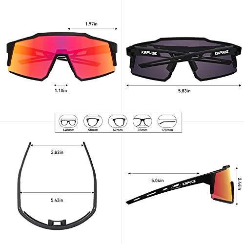 KAPVOE Lunette de Cyclisme Polarisées Homme Femme Tr90 avec 4 Verres Interchangeable Cyclisme Lunette VTT Protection UV400 Lunette de Soleil Pour Vélo Pêche Course Conduite - Image 7