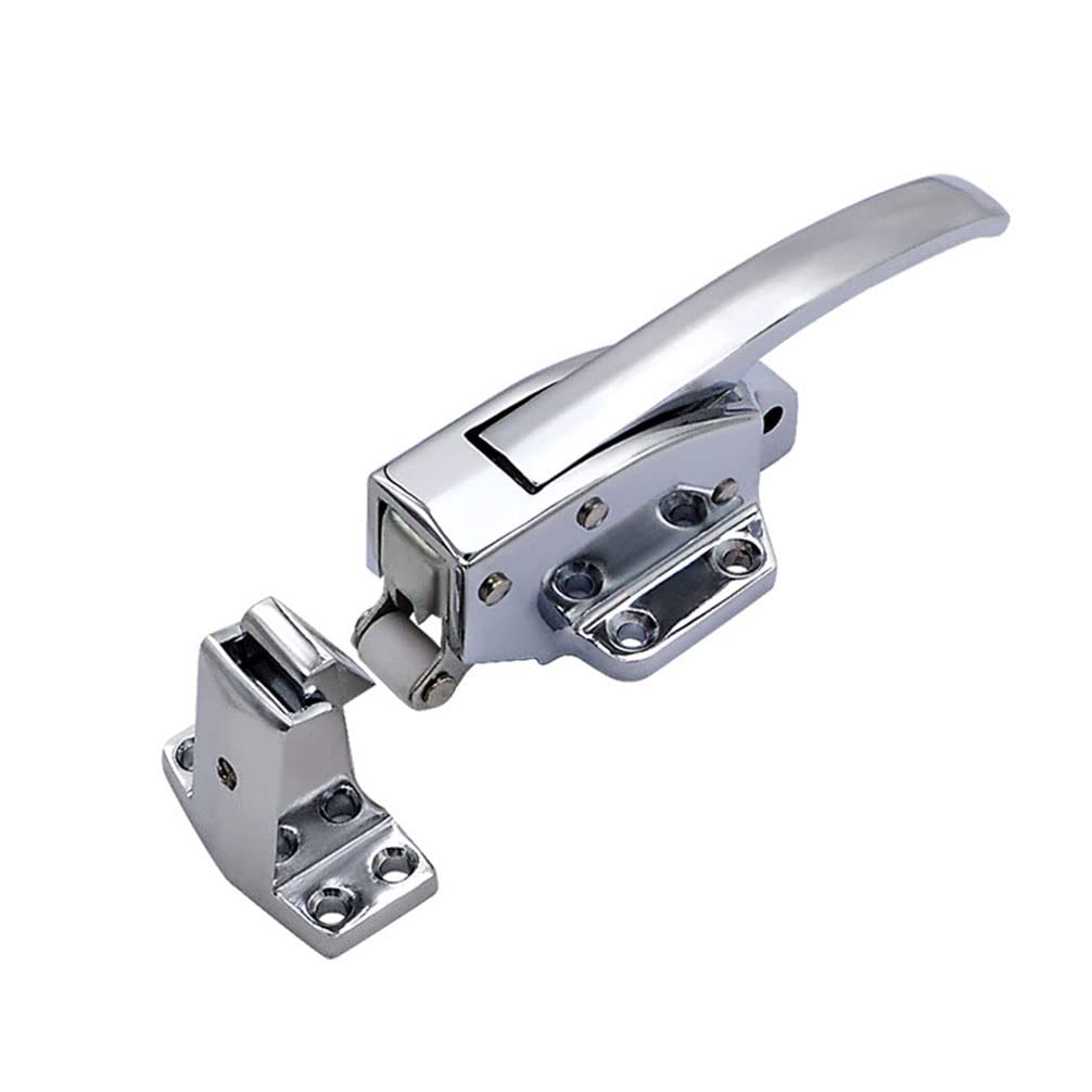 Bwuhdks Chrome Cold Room Handle Latch, Adjustable Spring Loaded Walk-In Freezer Cooler Door Handle Grip, Zinc Alloy, Finish
