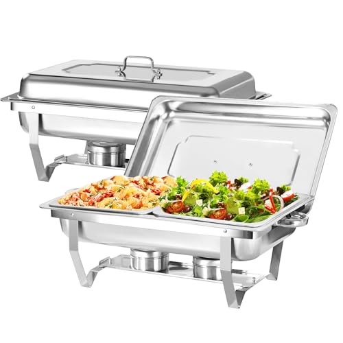 EVGTTI Chafing Dishes for Buffet Set 8 QT, 2 Pack Chafing Dish Buffet Set