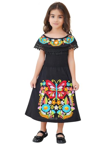 Image of Mexican Dress for Girls Traditional Vestidos Mexicanos Cinco de Mayo Embroidered Dresser Toddler Kids