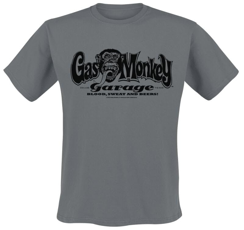 T-shirt Gas Monkey Garage homme gris standard pour un look motard authentique au quotidien