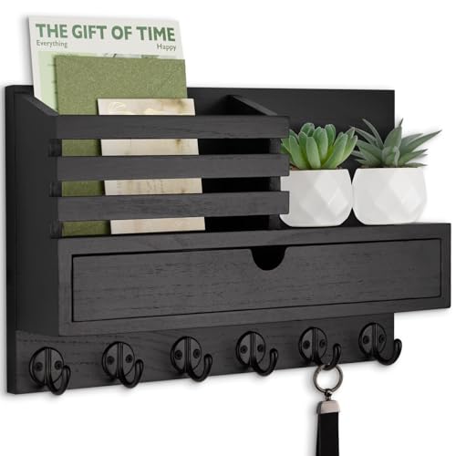 Lucundm Key Holder Wall Mount, Mail Holder with Storage Drawer