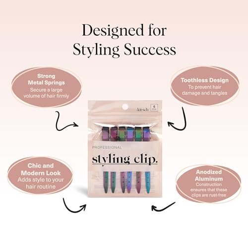 Kitsch Professional Alligator Clips for Hair Styling - Iridescent, 6 Pcs - image 4