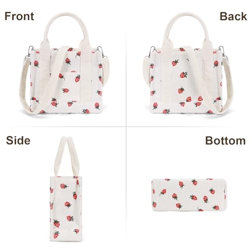 Image of Corduroy Tote Bag Small Satchel Bag for Women Crossbody Bag Purse with Zipper Casual Hobo Handbag