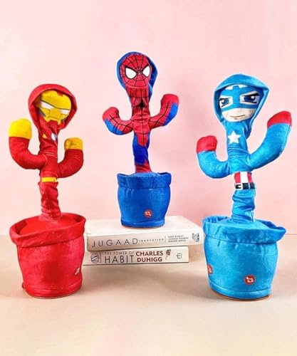 Image of Talking Dancing Cactus Toy with Recording & Voice Repeat Function | USB Rechargeable Musical Plush Toy with LED Lights | Singing, Mimicking & Wiggling Interactive Cactus Doll for Kids, Babies