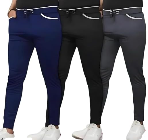 avyana Men’s Slim Fit Casual Trousers Stretchable Flat Front Pants with Stylish Pocket Design Comfortable Office & Daily Bottoms for Men (Pack of 3)-picture-34
