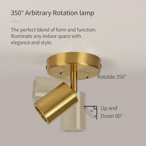 Image of LED Ceiling Spotlight - Adjustable Rotatable 350 & 90 Tilt, 7W (770 lm) 3000K Warm White, CRI ≥97, Copper Finish, Spot Light for Living Room, Bedroom, Corridor, Artwork