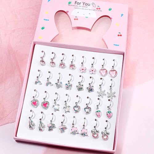 Image of BESTEEL 16 Pairs Hypoallergenic Earrings Set for Girls Women - 316L Surgical Stainless Steel Leverback Dangle Huggie Hoop Earrings Jewelry for Sensitive Ears - Small /Cute - Silver /Gold