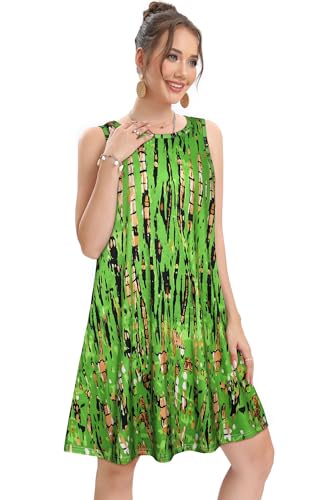 Image of elescat Women's Summer Dresses 2026 Beach Casual Sleeveless Floral Print Tank Loose Sundress with Pocket