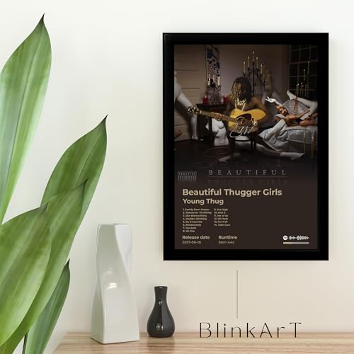 Image of BLINKART Young Thug - Beautiful Thugger Girls Wall Photo Frames | Wall Art for Bedroom, Living Room, Studio or Office | Album Cover Print with Spotify Song Link QR Code | Gift for Fans - 8x12 In